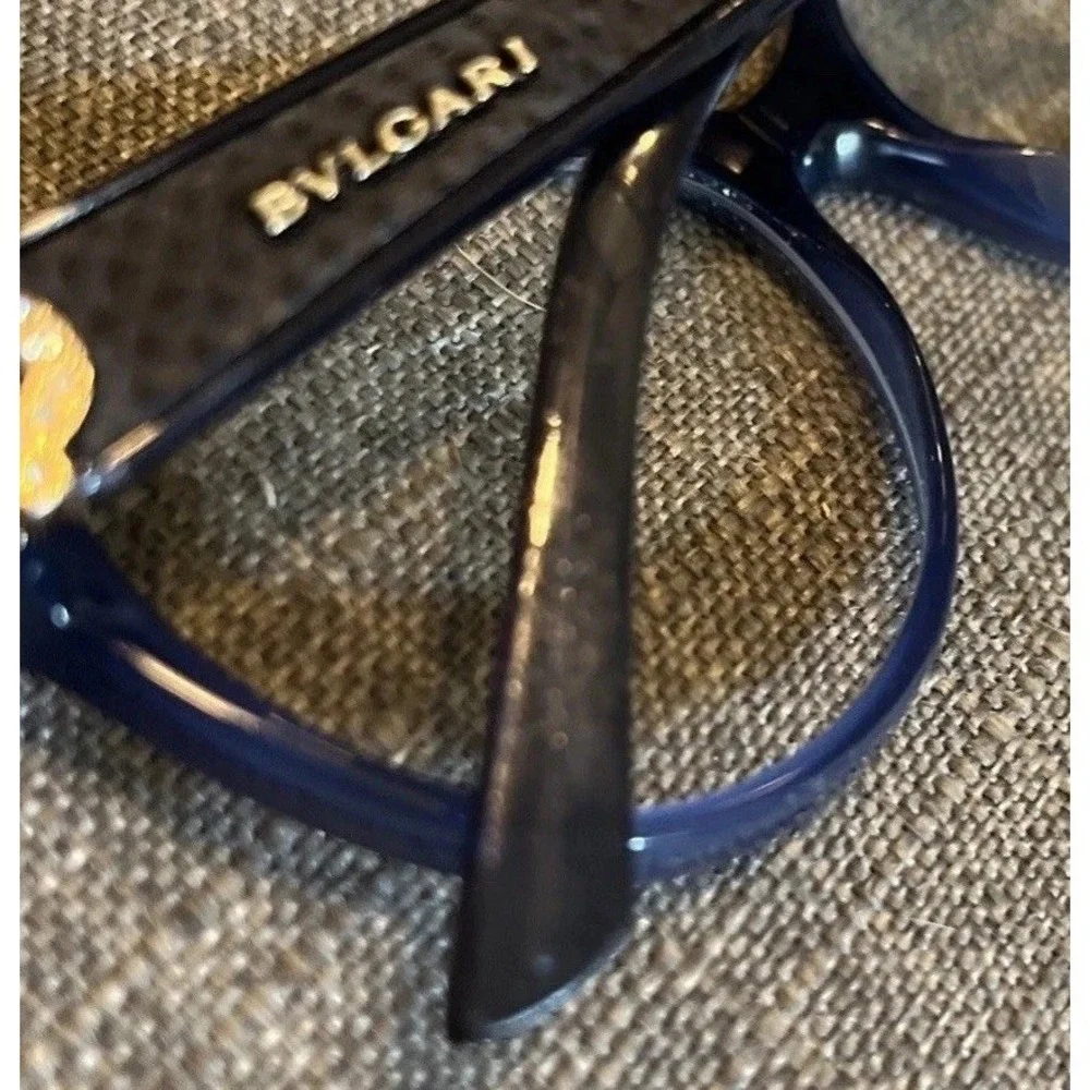 Bvlgari Eyeglasses 4106-B-Q‎ 5145 Blue Opal Rhinestones Cat Eye Italy 54017 140